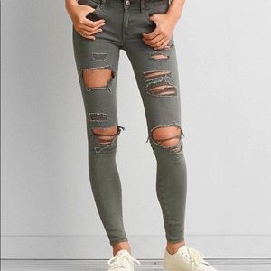 Green American Eagle Ripped jeans